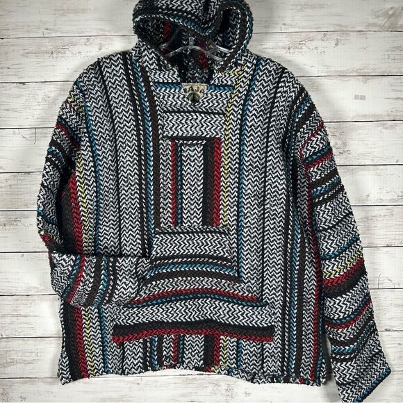 BAJA JOE Drug Rug Hippie Hoodie Pullover Kangaroo Pocket M - Picture 1 of 4